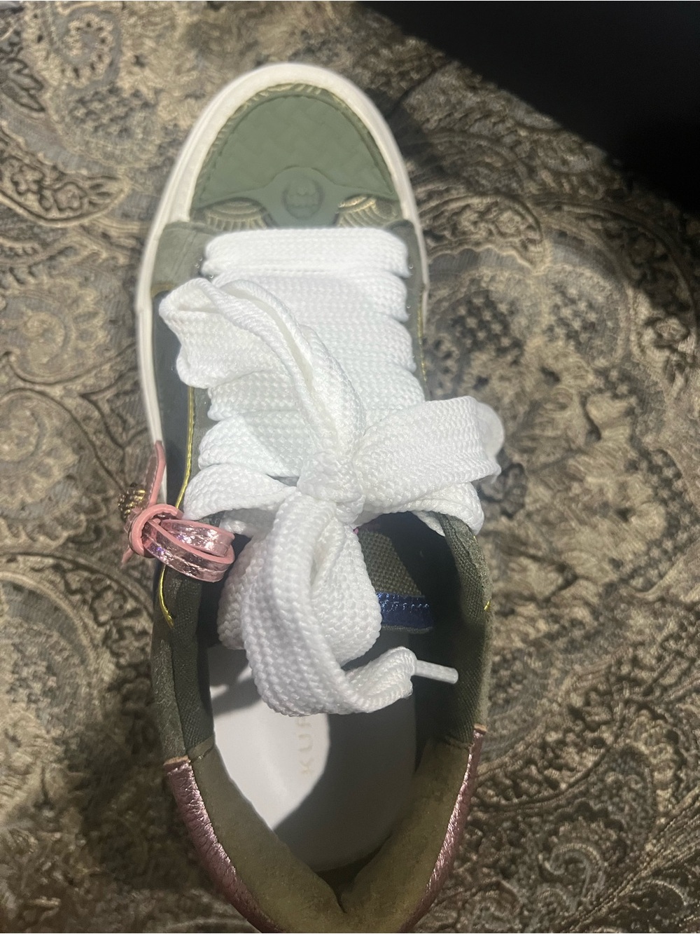 Kurt Geiger Olive Multi Metallic Pink Blue Platform Sneakers - Picture 5 of 6